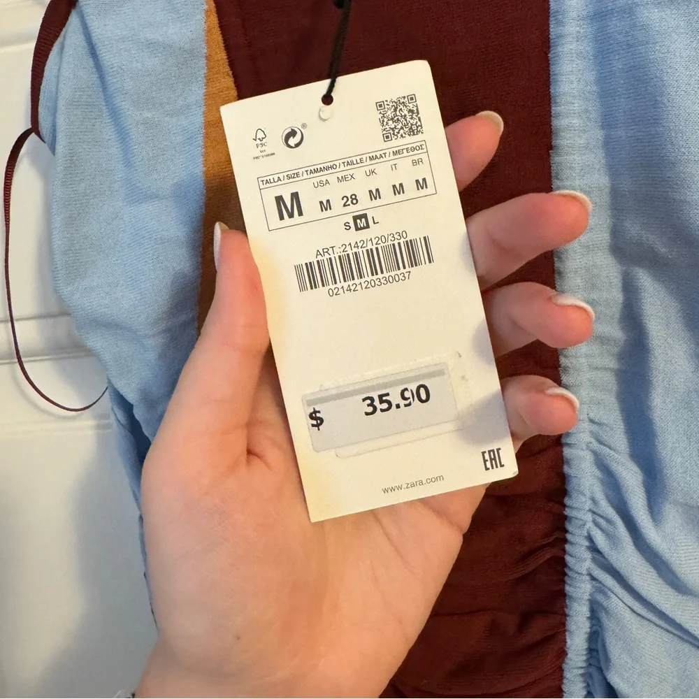 Zara Multicolor Ruched Top - Picture 4 of 8